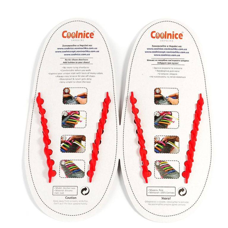 Силиконовые шнурки Coolnice красные обратка