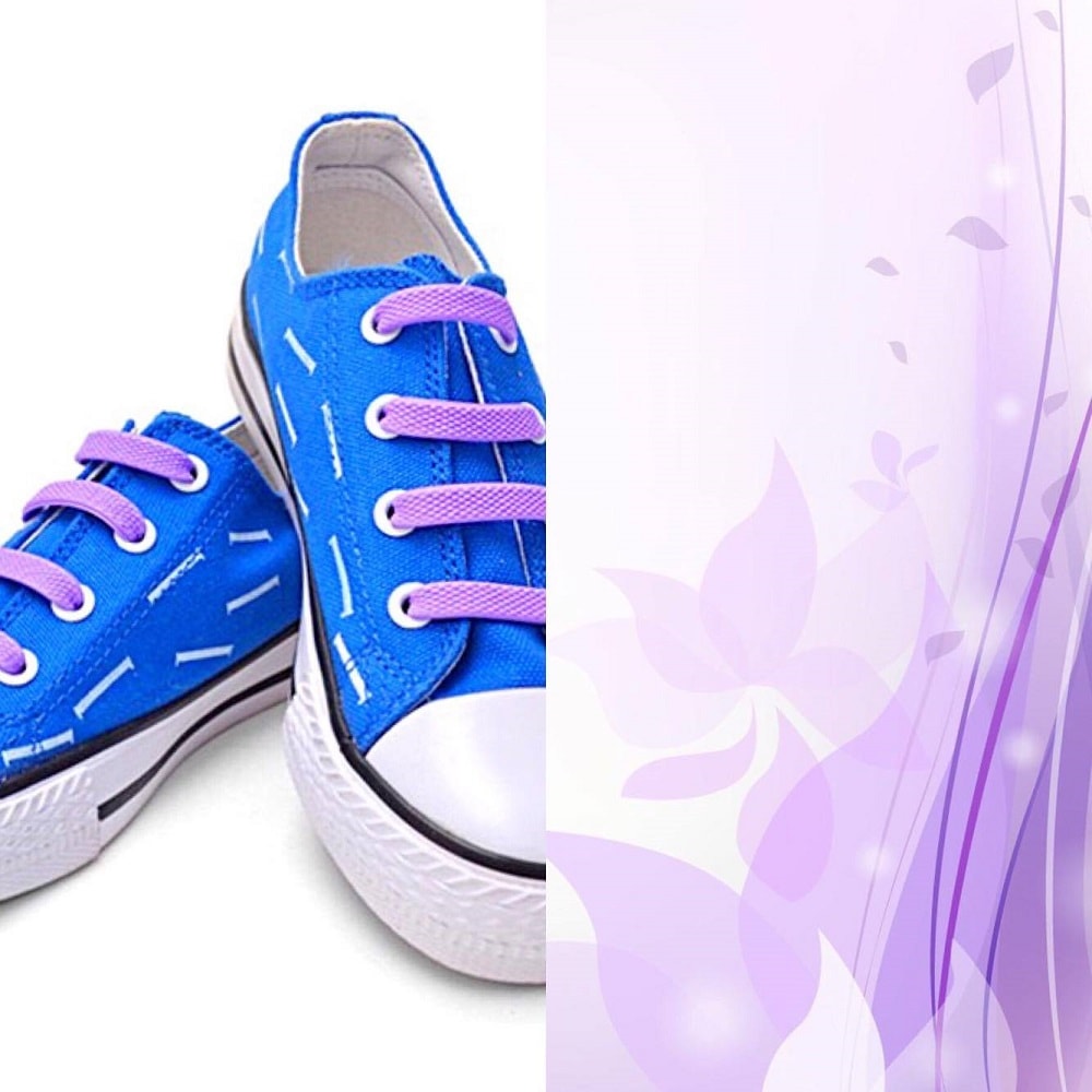 фиолетовые шнурки на кедах