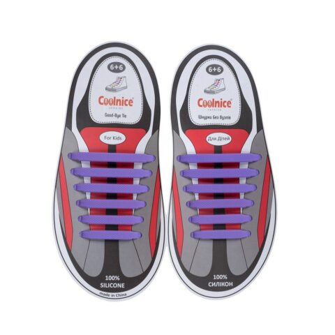Силиконовые шнурки Coolnice детские 6+6 фиолетовые web