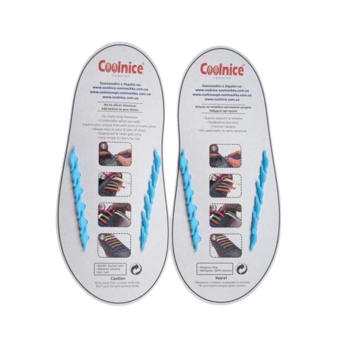 Силиконовые шнурки Coolnice детские 6+6 голубые обратка web