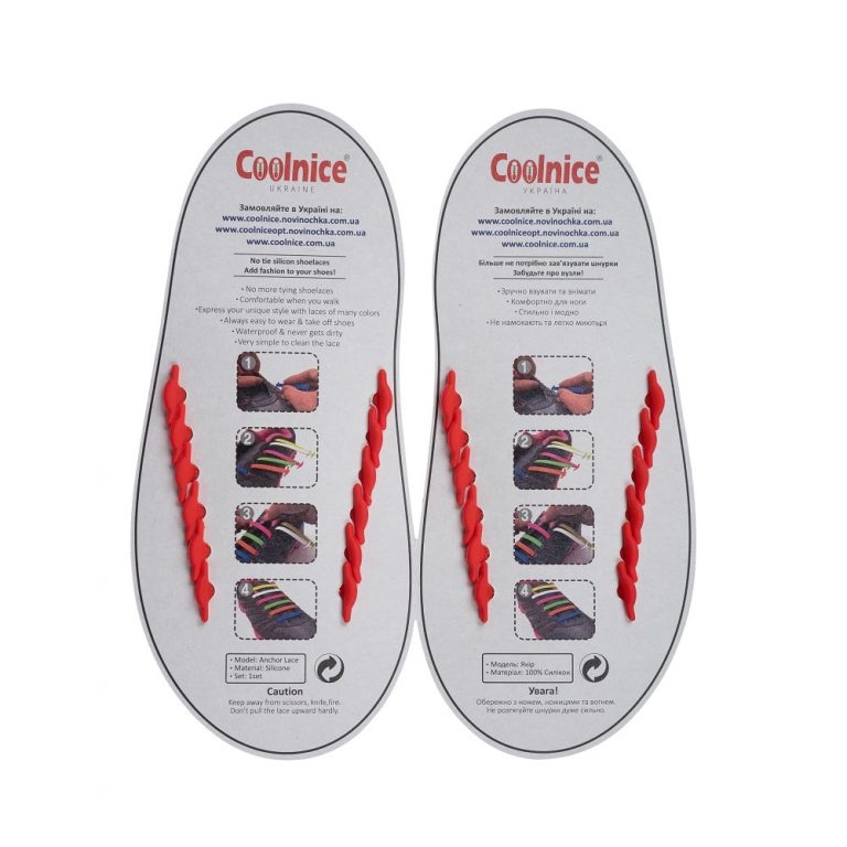 Силиконовые шнурки Coolnice детские 6+6 красные обратка web