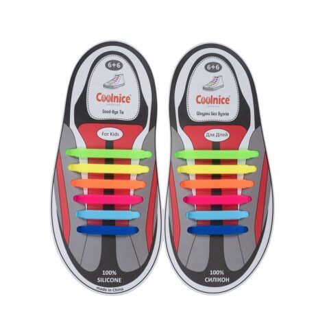 Силиконовые шнурки Coolnice детские 6+6 радуга web