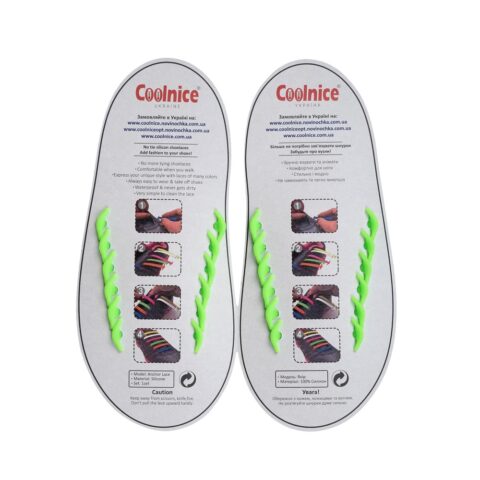 Силиконовые шнурки Coolnice детские 6+6 зелёные обратка web