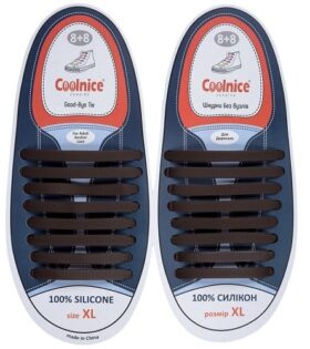 Силиконовые шнурки Coolnice 8+8XL коричневые