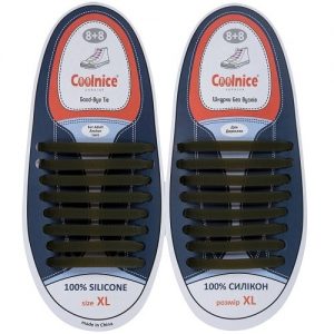 Силиконовые шнурки Coolnice 8+8XL тёмно-зелёные