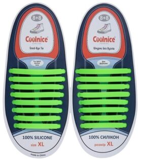 Силиконовые шнурки Coolnice 8+8XL зелёные